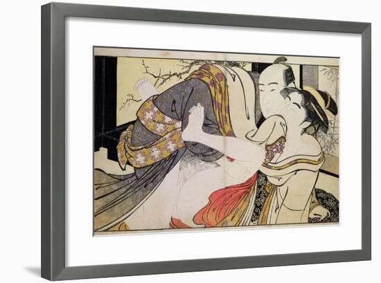 Lovers from the 'Poem of the Pillow'-Kitagawa Utamaro-Framed Giclee Print