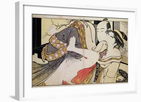 Lovers from the 'Poem of the Pillow'-Kitagawa Utamaro-Framed Giclee Print