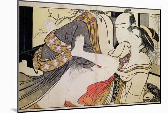 Lovers from the 'Poem of the Pillow'-Kitagawa Utamaro-Mounted Giclee Print