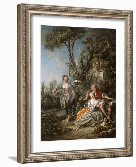 Lovers in a Park, 1758 (Oil on Canvas)-Francois Boucher-Framed Giclee Print