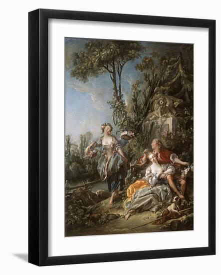 Lovers in a Park, 1758 (Oil on Canvas)-Francois Boucher-Framed Giclee Print