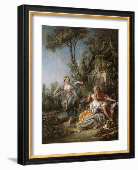 Lovers in a Park, 1758 (Oil on Canvas)-Francois Boucher-Framed Giclee Print