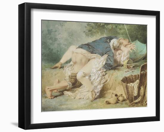 Lovers in a Park, 1865 (Watercolour)-Mihaly von Zichy-Framed Giclee Print