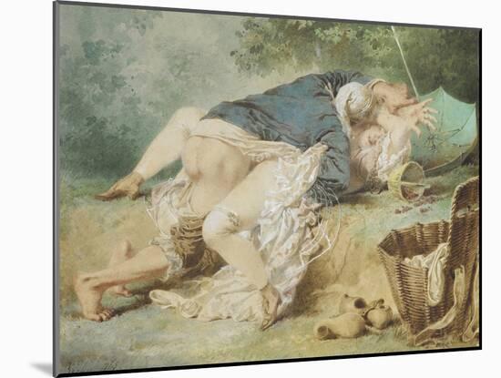 Lovers in a Park, 1865 (Watercolour)-Mihaly von Zichy-Mounted Giclee Print