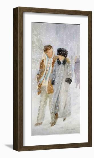 Lovers in a Snowstorm-Hélène Léveillée-Framed Art Print