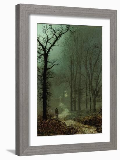 Lovers in a Wood by Moonlight, 1873 (Oil on Card)-John Atkinson Grimshaw-Framed Giclee Print