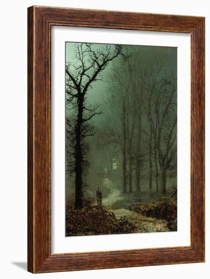 Lovers in a Wood by Moonlight, 1873 (Oil on Card)-John Atkinson Grimshaw-Framed Giclee Print