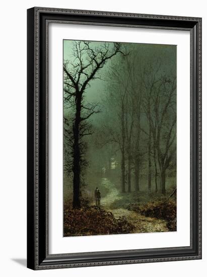 Lovers in a Wood by Moonlight, 1873 (Oil on Card)-John Atkinson Grimshaw-Framed Giclee Print