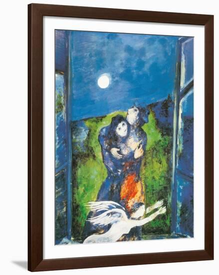 Lovers in Moonlight-Marc Chagall-Framed Art Print