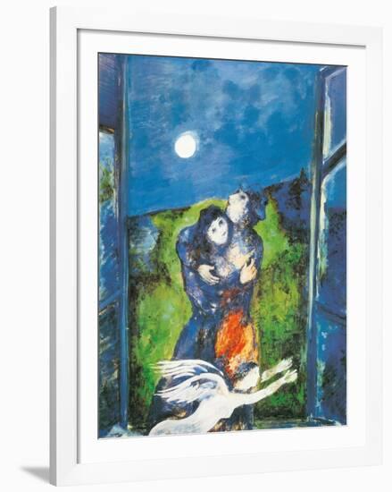 Lovers in Moonlight-Marc Chagall-Framed Art Print