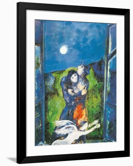 Lovers in Moonlight-Marc Chagall-Framed Art Print