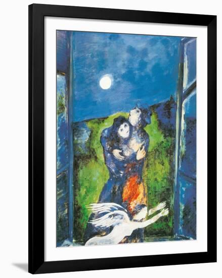 Lovers in Moonlight-Marc Chagall-Framed Art Print