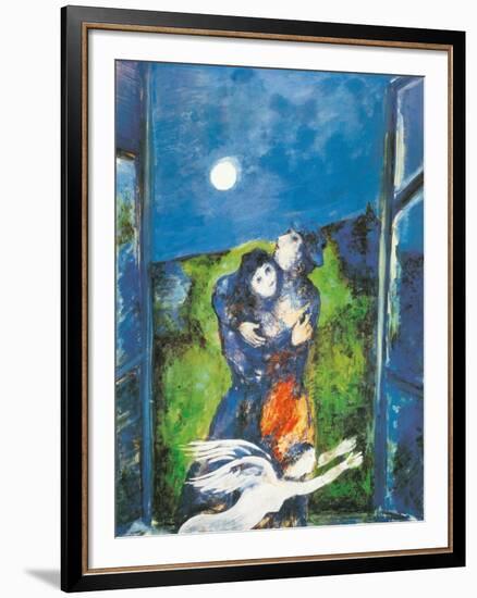 Lovers in Moonlight-Marc Chagall-Framed Art Print