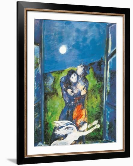 Lovers in Moonlight-Marc Chagall-Framed Art Print