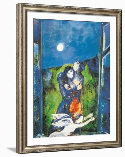 Lovers in Moonlight-Marc Chagall-Framed Art Print