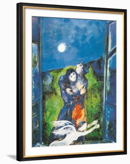 Lovers in Moonlight-Marc Chagall-Framed Art Print