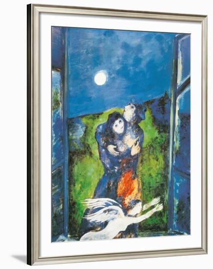 Lovers in Moonlight-Marc Chagall-Framed Art Print