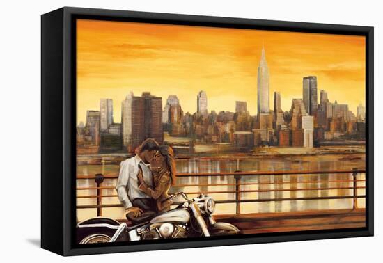 Lovers in New York-Edoardo Rovere-Framed Stretched Canvas