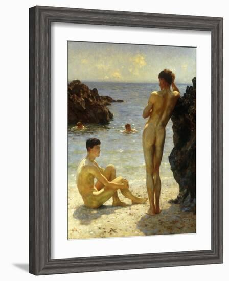 Lovers of the Sun, 1923-Henry Scott Tuke-Framed Giclee Print