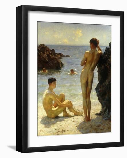 Lovers of the Sun, 1923-Henry Scott Tuke-Framed Giclee Print