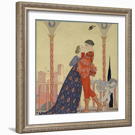 Lovers on a Balcony-Georges Barbier-Framed Giclee Print