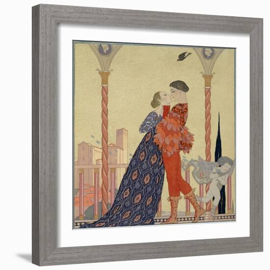 Lovers on a Balcony-Georges Barbier-Framed Giclee Print