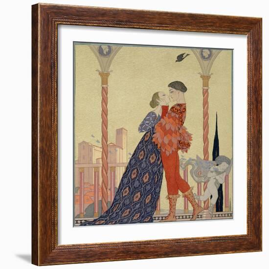 Lovers on a Balcony-Georges Barbier-Framed Giclee Print