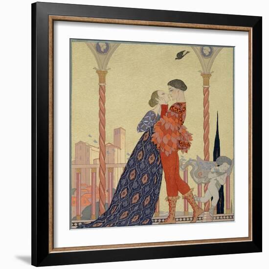 Lovers on a Balcony-Georges Barbier-Framed Giclee Print