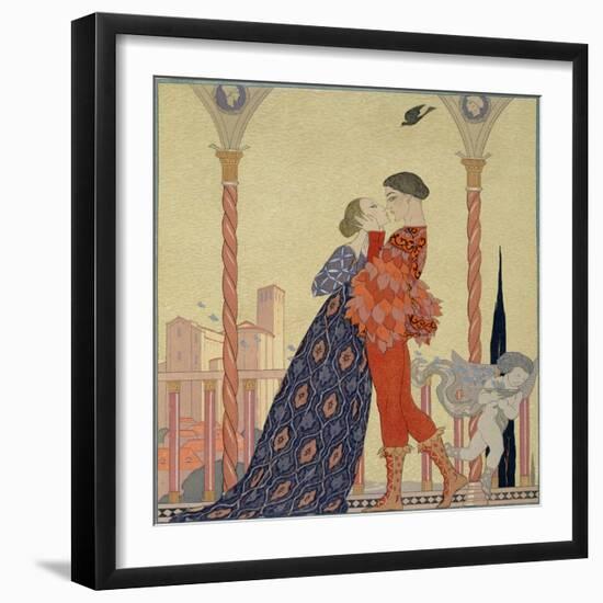 Lovers on a Balcony-Georges Barbier-Framed Giclee Print