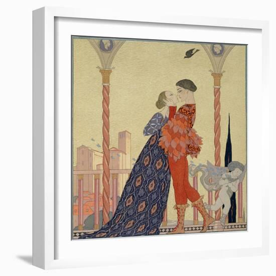 Lovers on a Balcony-Georges Barbier-Framed Giclee Print