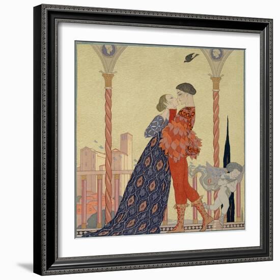 Lovers on a Balcony-Georges Barbier-Framed Giclee Print