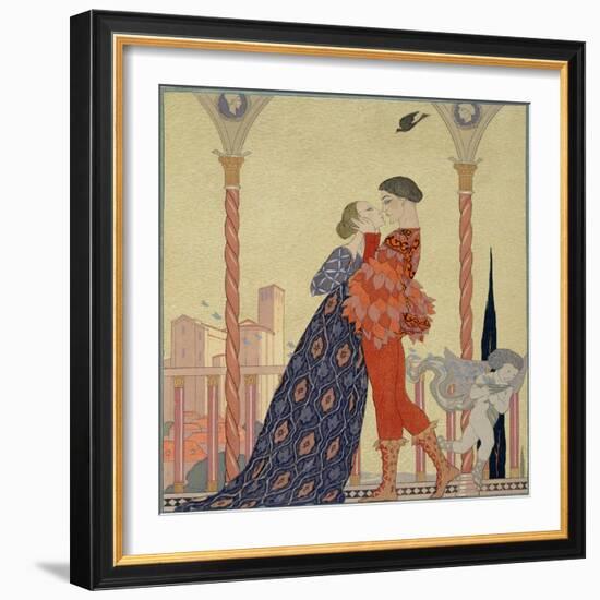 Lovers on a Balcony-Georges Barbier-Framed Giclee Print