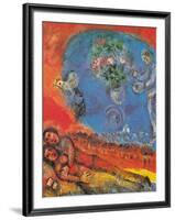Lovers on a Red Background-Marc Chagall-Framed Art Print