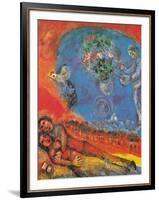 Lovers on a Red Background-Marc Chagall-Framed Art Print