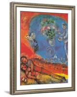 Lovers on a Red Background-Marc Chagall-Framed Art Print
