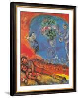 Lovers on a Red Background-Marc Chagall-Framed Art Print