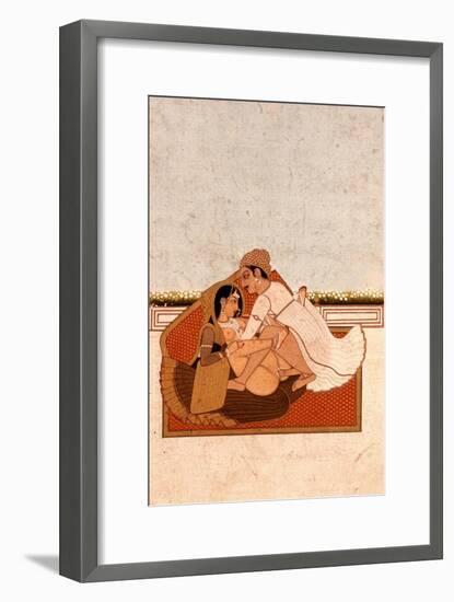 Lovers on a Terrace with White Flowers, Murshidabad, C.1775, (Gouache on Paper)-Indian-Framed Giclee Print