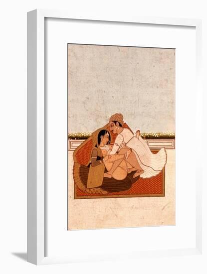 Lovers on a Terrace with White Flowers, Murshidabad, C.1775, (Gouache on Paper)-Indian-Framed Giclee Print