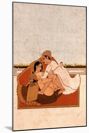 Lovers on a Terrace with White Flowers, Murshidabad, C.1775, (Gouache on Paper)-Indian-Mounted Giclee Print