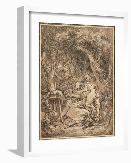 Lovers Surprised (Annette Et Lubin), Early 1760s-Francois Boucher-Framed Giclee Print