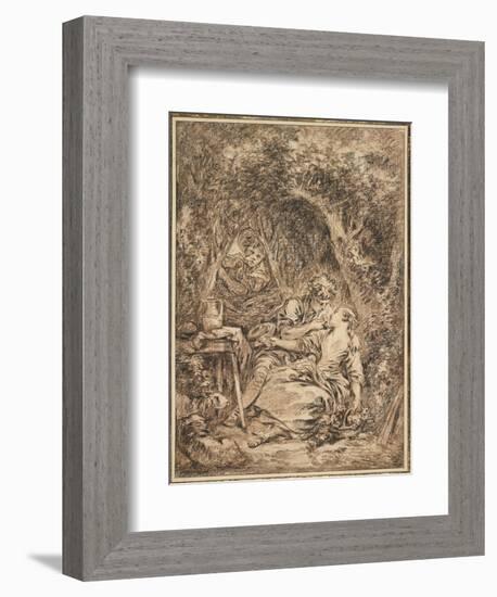 Lovers Surprised (Annette Et Lubin), Early 1760s-Francois Boucher-Framed Giclee Print