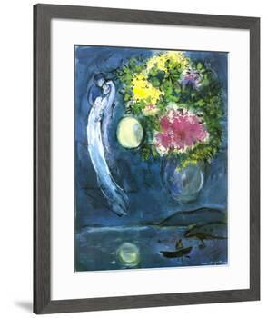 Lovers with Bouquet, c.1949-Marc Chagall-Framed Art Print