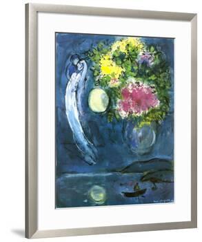 Lovers with Bouquet, c.1949-Marc Chagall-Framed Art Print