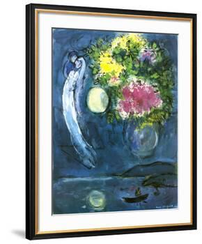 Lovers with Bouquet, c.1949-Marc Chagall-Framed Art Print