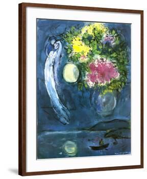 Lovers with Bouquet, c.1949-Marc Chagall-Framed Art Print