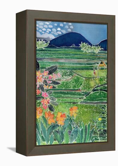 Lovina Ricefields with Lilies and Frangipani, Bali, 1996-Hilary Simon-Framed Premier Image Canvas