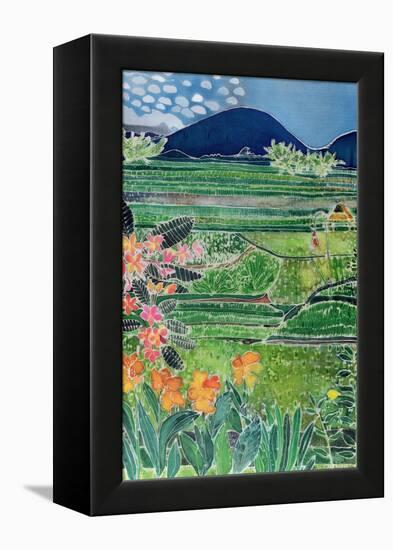 Lovina Ricefields with Lilies and Frangipani, Bali, 1996-Hilary Simon-Framed Premier Image Canvas