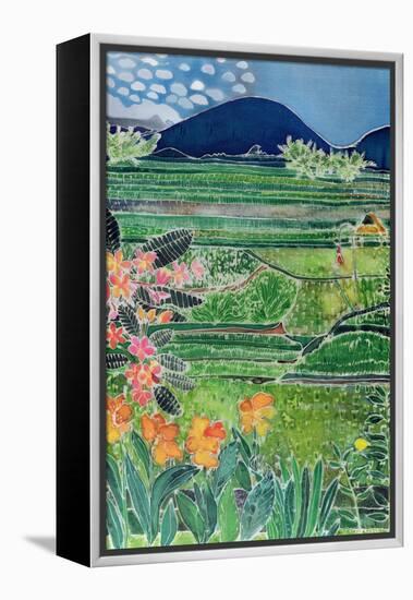 Lovina Ricefields with Lilies and Frangipani, Bali, 1996-Hilary Simon-Framed Premier Image Canvas