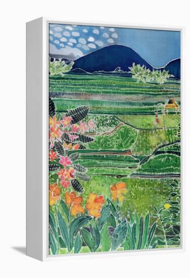 Lovina Ricefields with Lilies and Frangipani, Bali, 1996-Hilary Simon-Framed Premier Image Canvas