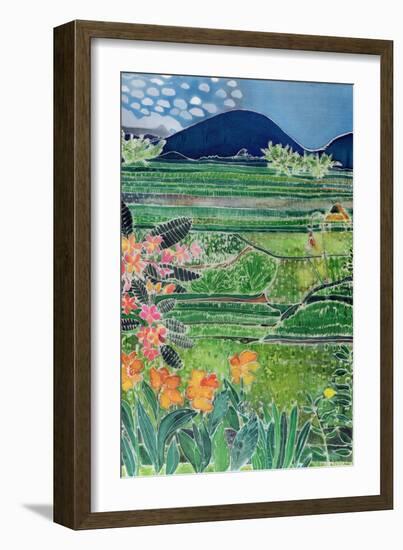 Lovina Ricefields with Lilies and Frangipani, Bali, 1996-Hilary Simon-Framed Giclee Print